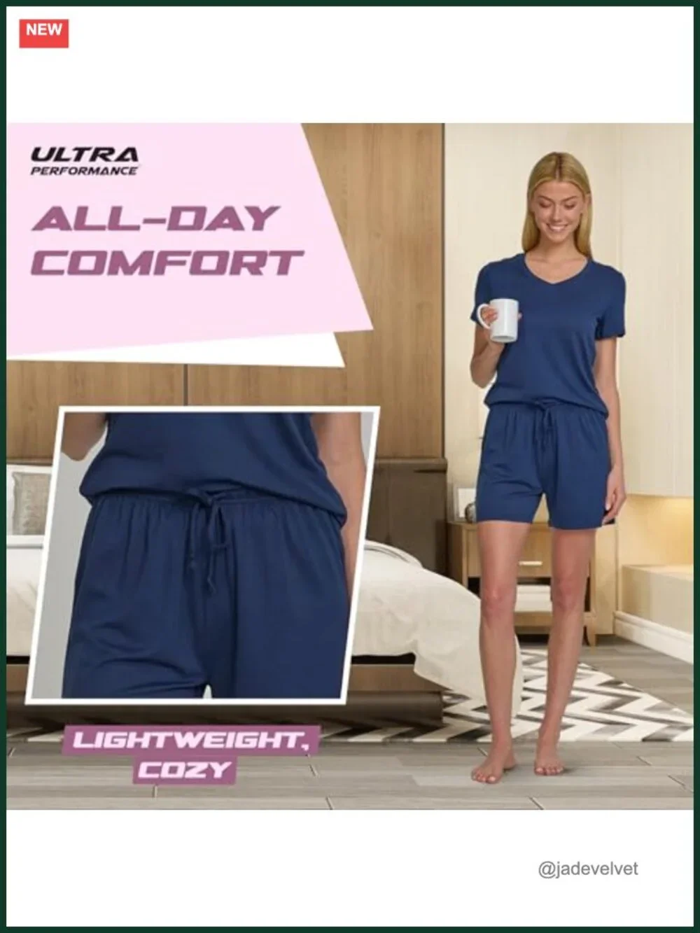 Women's Pajama Set Short Sleeve Tee & Shorts 2 Pack Soft Sleepwear